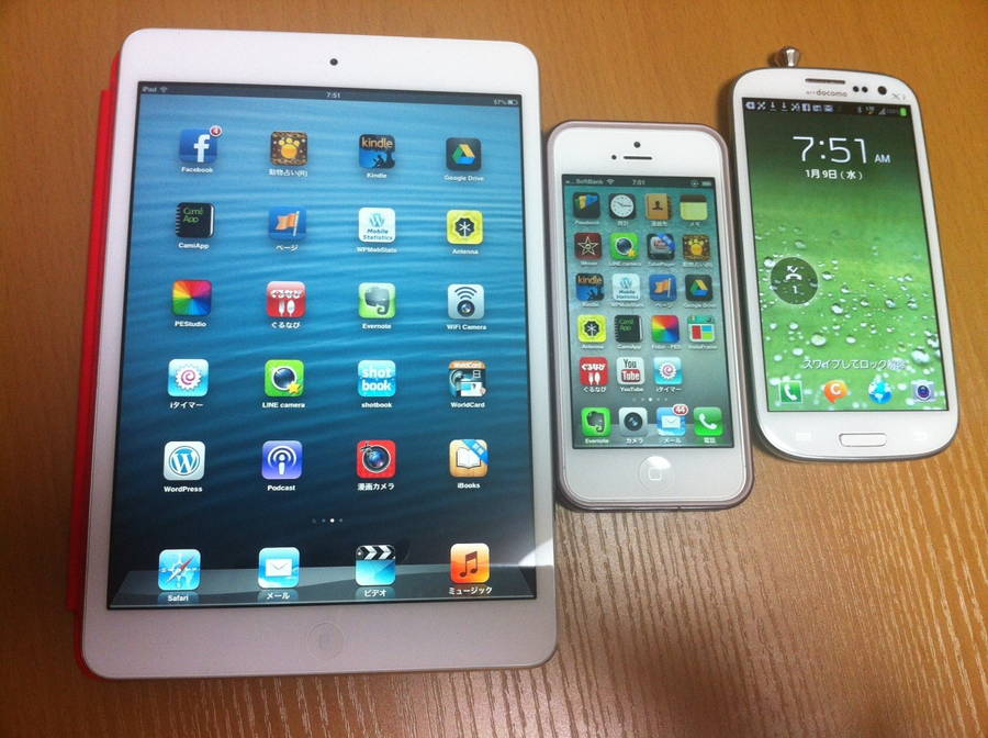 iPhone5とiPadminiとギャラクシーⅢ iPhone5とiPadminiとギャラクシーⅢ