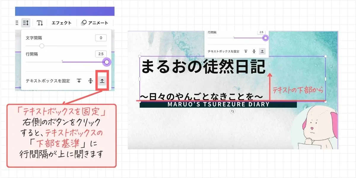 Canvaで「テキストボックスを固定」の設定