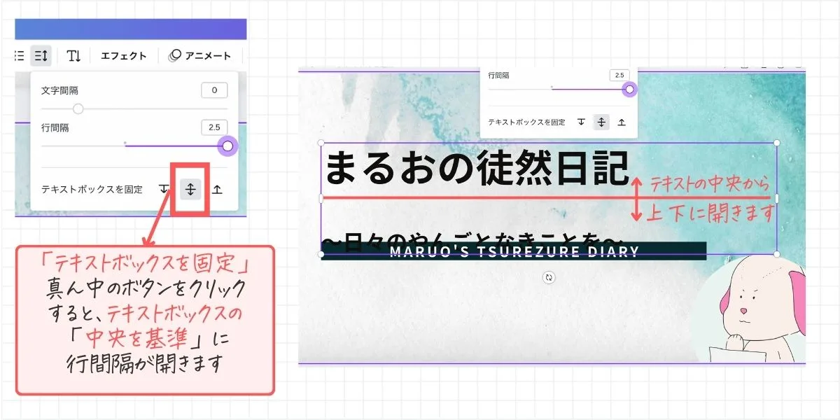 Canvaで「テキストボックスを固定」の設定