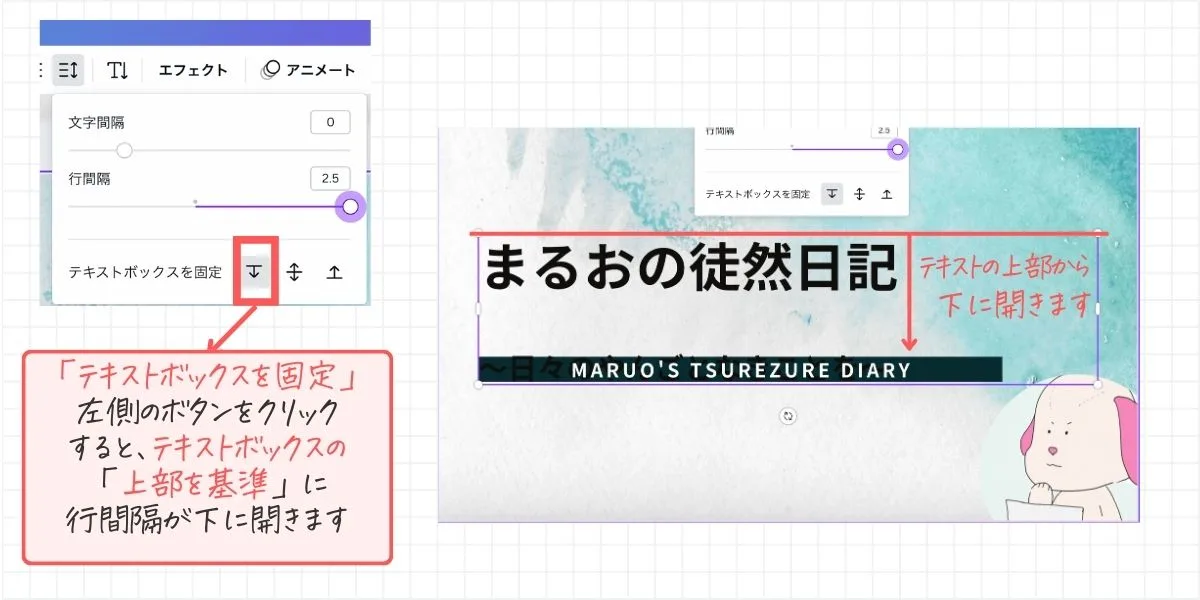 Canvaで「テキストボックスを固定」の設定