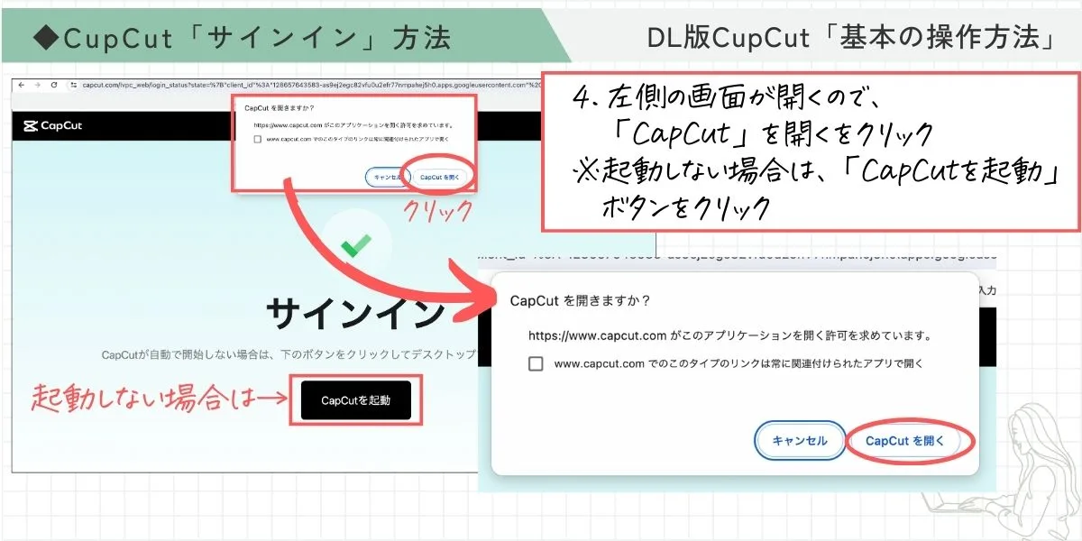 CupCutサインイン方法