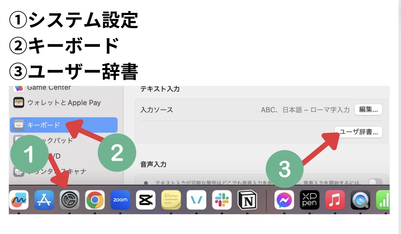 Macユーザー辞書の登録の仕方