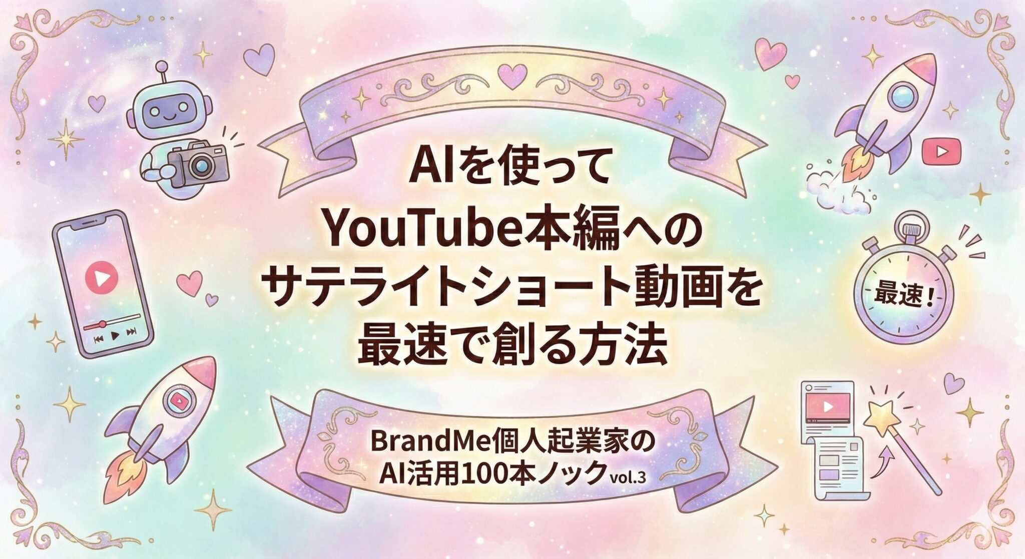 AIを使ってYouTube本編へのサテライトショート動画、1時間かかってたのが30分で創る方法｜ BrandMe個人起業家のAI活用100本ノック vol.3