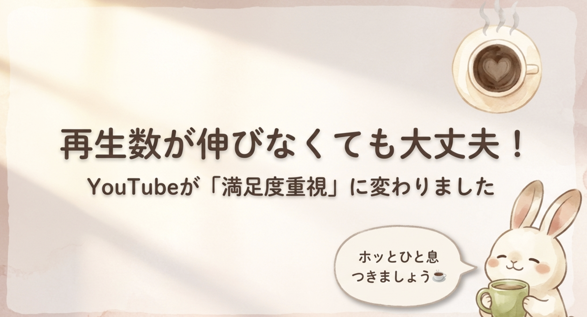 再生数より〇〇が大事！YouTubeが視聴者満足度重視に変わった、あなたへの追い風