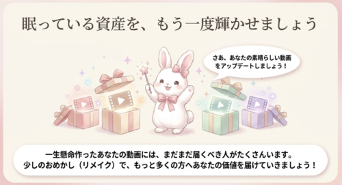 リストインした資産動画をアップデートして 新しい動画に生まれ変わらせよう