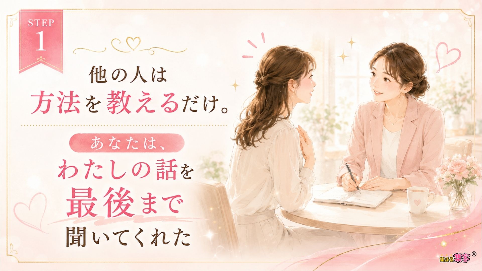 他の人は方法を教えるだけ。あなたは、わたしの話を最後まで聞いてくれた