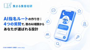 AI指名ルートの作り方｜4つの質問で、夜のAI相談からあなたが選ばれる設計｜アイキャッチ © 集まる集客総研