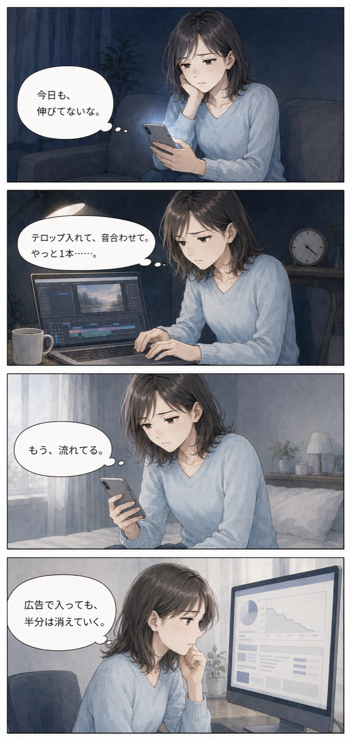 教科書のマンガ 序章 今日も伸びてないな 広告で入っても半分は消えていく