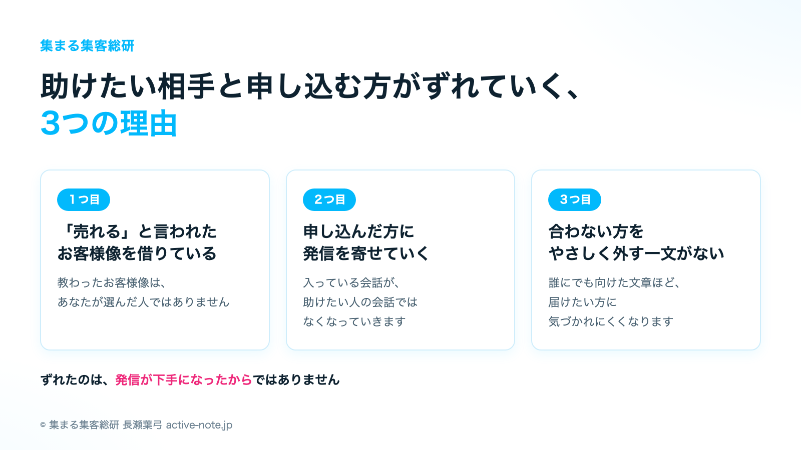 助けたい相手と申し込む方がずれていく3つの理由|© 集まる集客総研