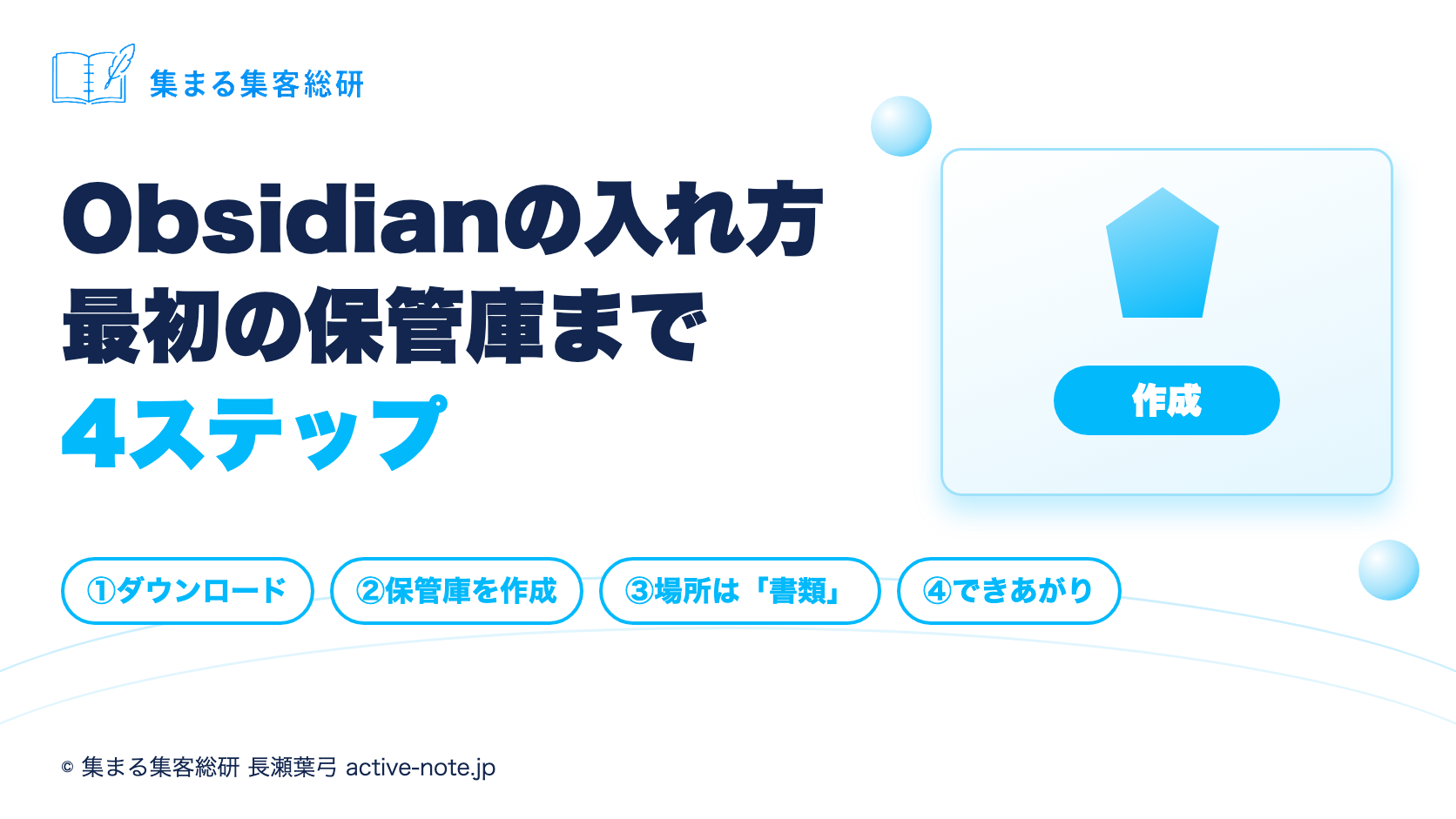 Obsidianの入れ方 最初の保管庫まで4ステップ(①ダウンロード ②保管庫を作成 ③場所は「書類」 ④できあがり)